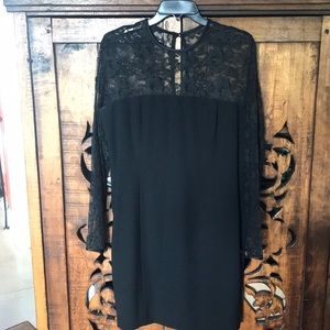 Long Sleeve Black dress with flower pattern